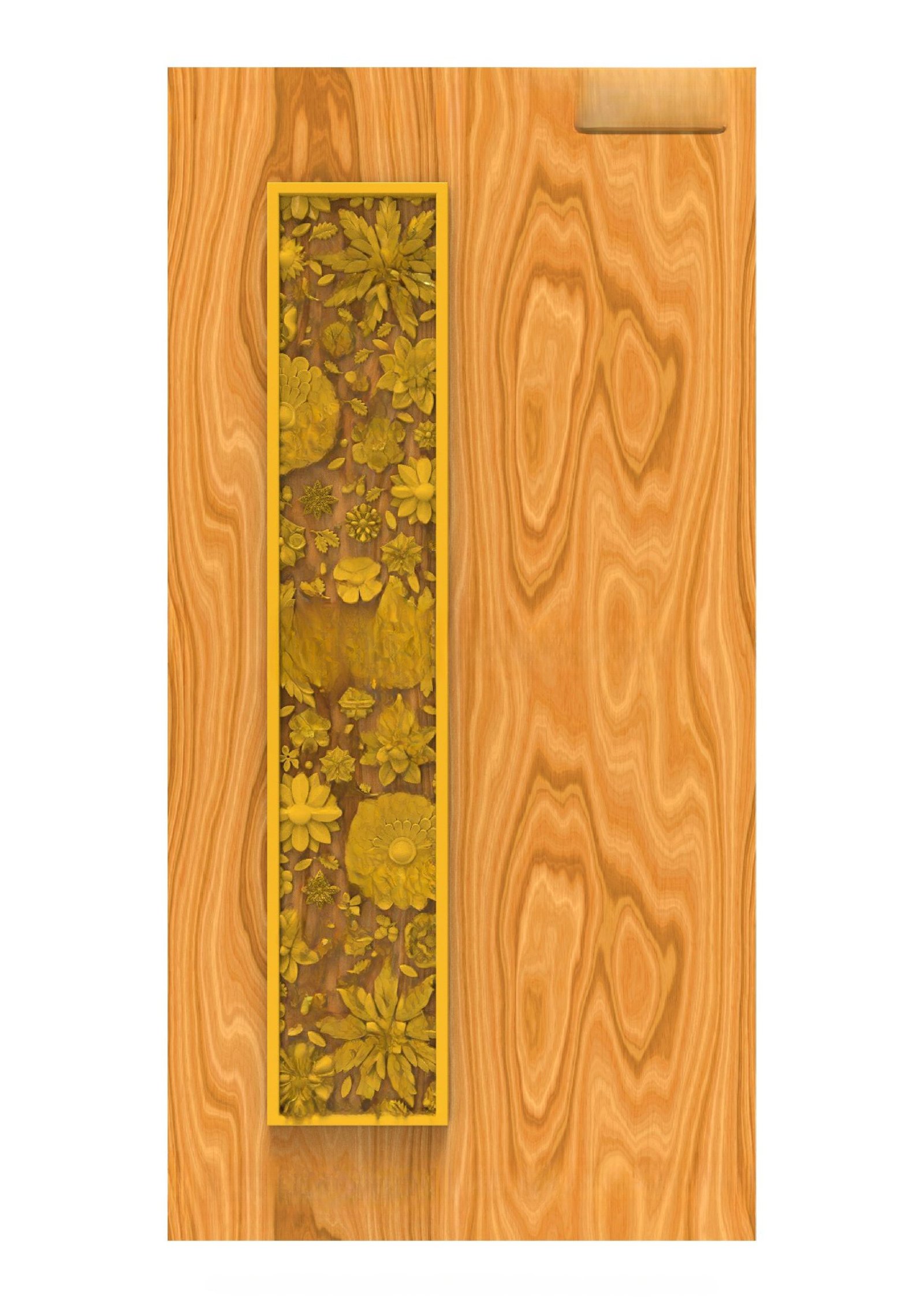 GSK DELITE DOORS - DL-03 Floral Artistry Contemporary Wooden Door 3D Model